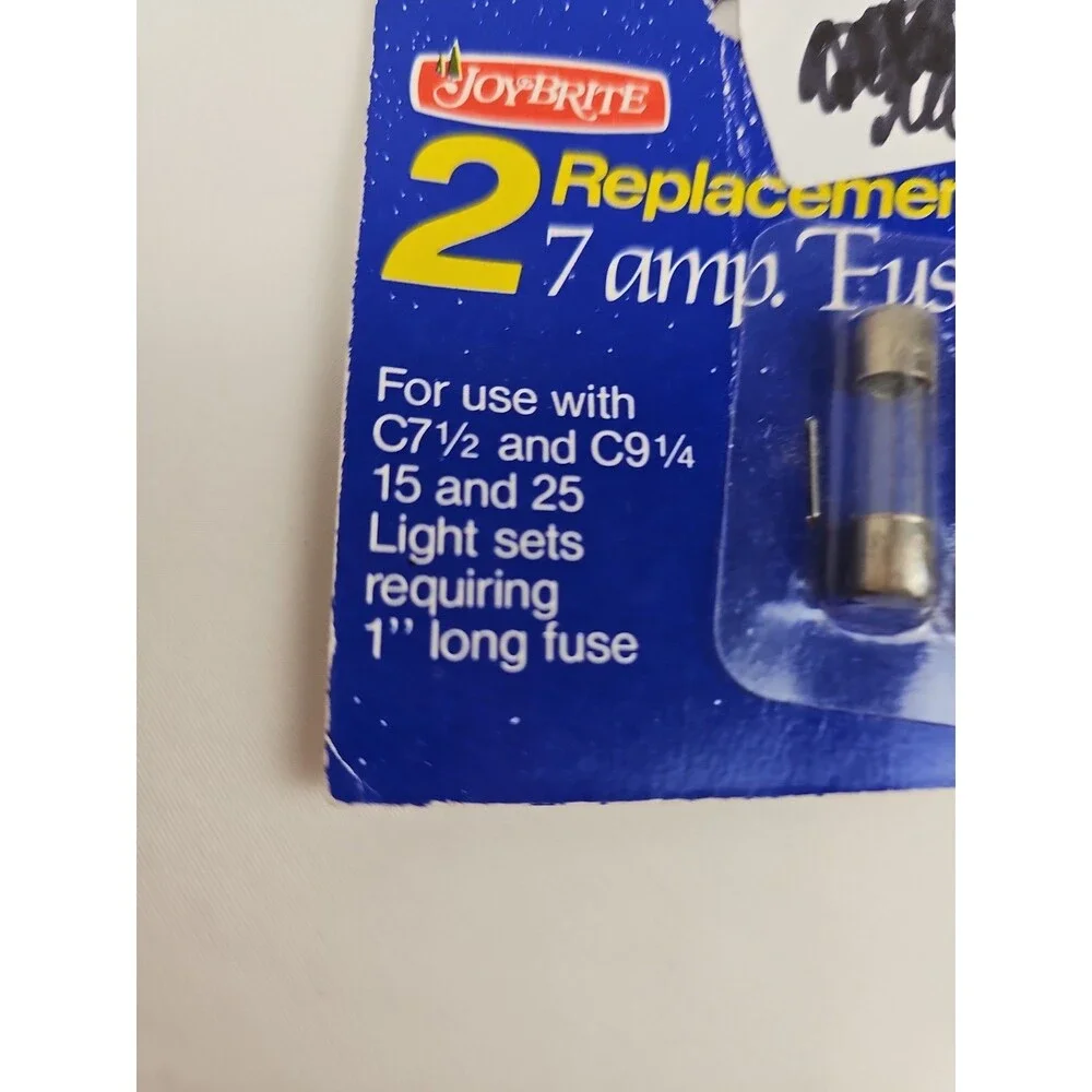 Joy Brite Replacement 7 Amp Christmas Light Fuses 2 Pack C7½ C9¼ NIP Descriptio